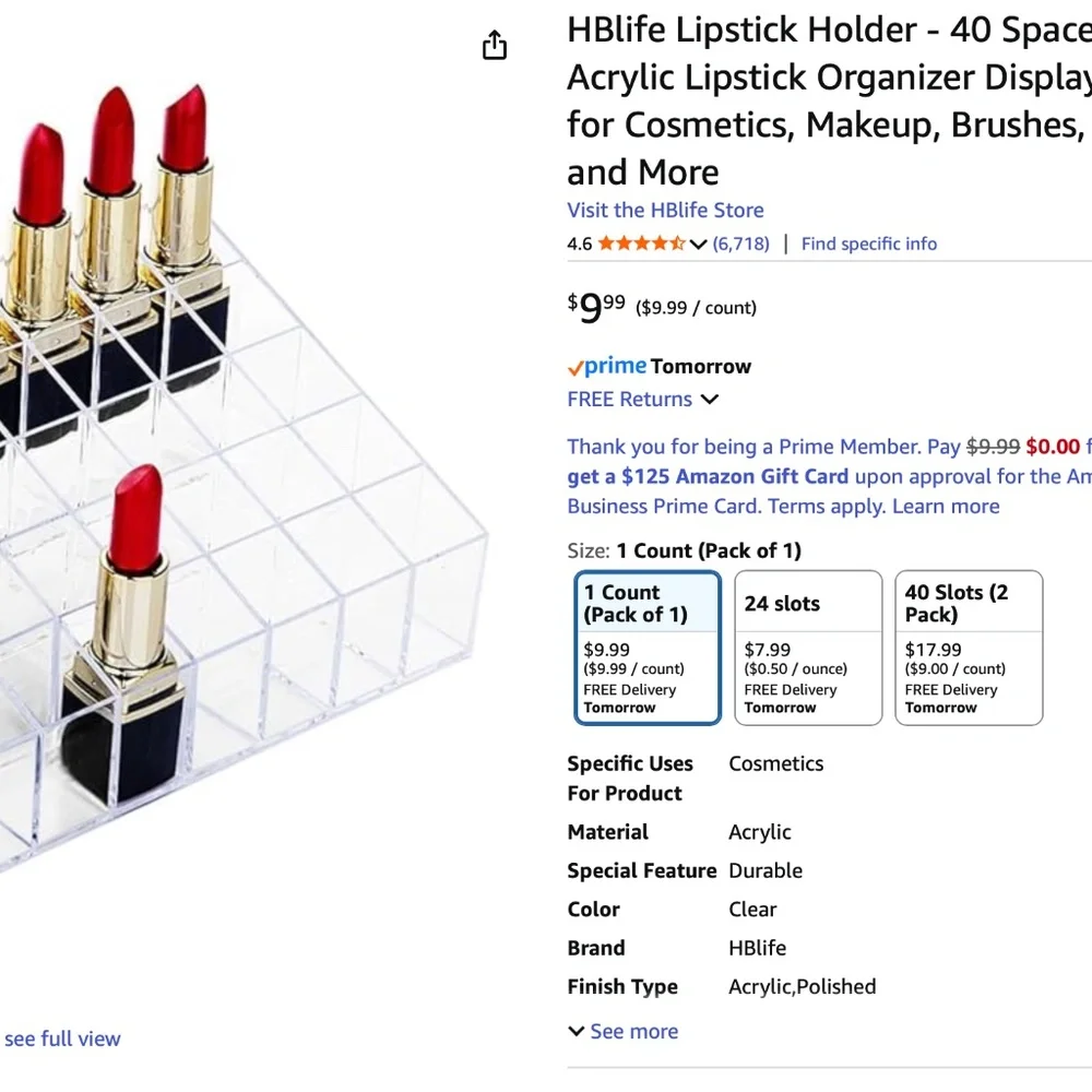 acrylic 40-slot lipstick holder
